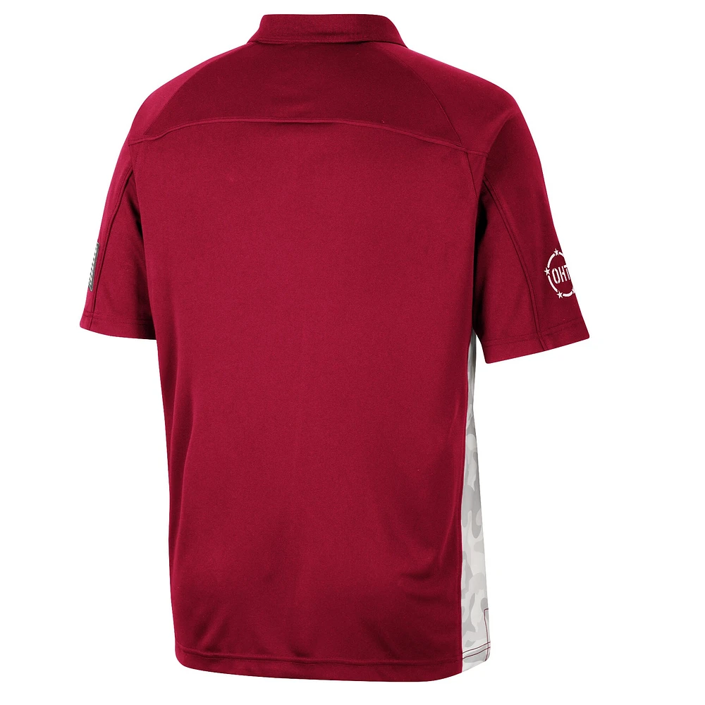 Men's Colosseum Crimson Indiana Hoosiers OHT Military Appreciation Snow Camo Polo