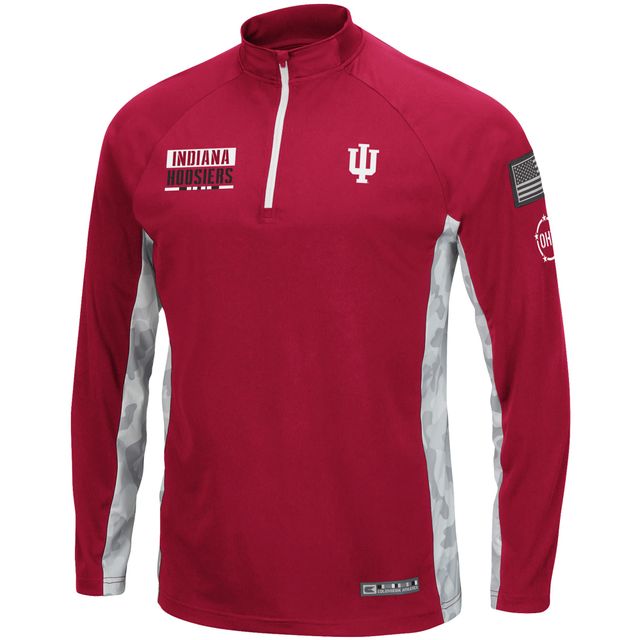 Colosseum Crimson Indiana Hoosiers OHT Military Appreciation Snow Cruise Raglan 1/4-Zip Jacket pour homme