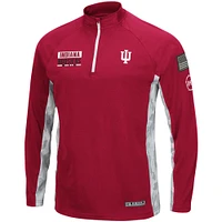 Men's Colosseum Crimson Indiana Hoosiers OHT Military Appreciation Snow Cruise Raglan 1/4-Zip Jacket