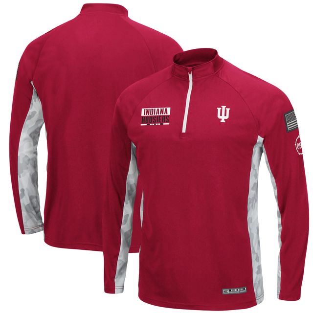 Colosseum Crimson Indiana Hoosiers OHT Military Appreciation Snow Cruise Raglan 1/4-Zip Jacket pour homme