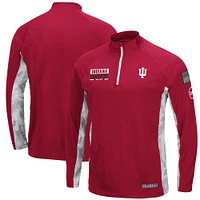 Men's Colosseum Crimson Indiana Hoosiers OHT Military Appreciation Snow Cruise Raglan 1/4-Zip Jacket