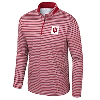 Men's Colosseum Crimson Indiana Hoosiers Striped Quarter-Zip Top