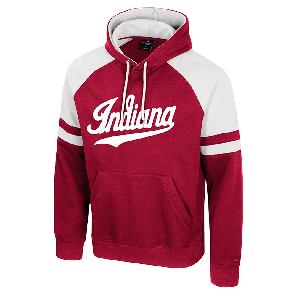 Men's Colosseum  Crimson Indiana Hoosiers Todd Raglan Pullover Hoodie