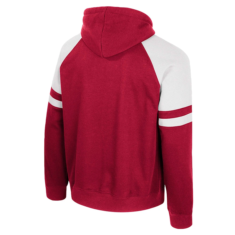 Men's Colosseum  Crimson Indiana Hoosiers Todd Raglan Pullover Hoodie