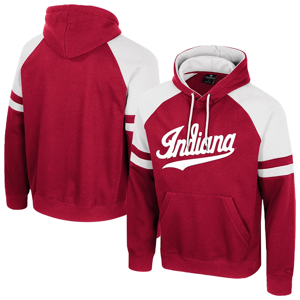Men's Colosseum Crimson Indiana Hoosiers Todd Raglan Pullover Hoodie