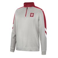 Men's Colosseum Gray/Crimson Indiana Hoosiers Bushwood Fleece Quarter-Zip Jacket