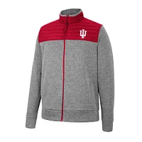 Indiana Hoosiers Putter Herringbone Full-Zip Jacket Colosseum Gris/Crimson Homme