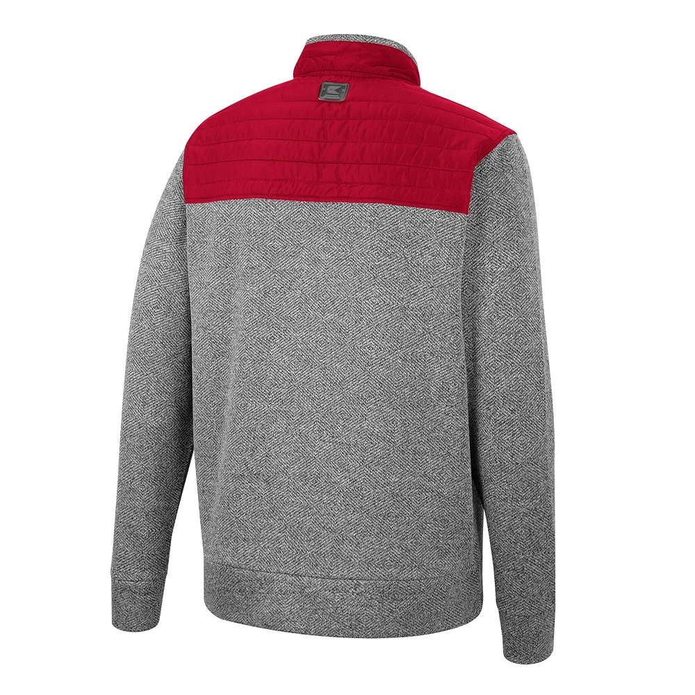 Indiana Hoosiers Putter Herringbone Full-Zip Jacket Colosseum Gris/Crimson Homme