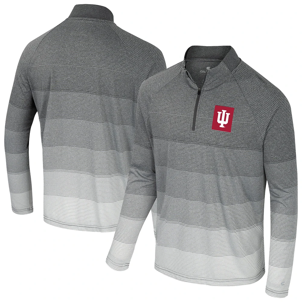 Coupe-vent à glissière quart de zip Indiana Hoosiers AI en maille rayée gris Colosseum pour homme