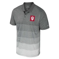 Men's Colosseum Gray Indiana Hoosiers Striped Mesh Polo