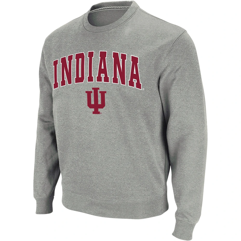 Colosseum Heather Grey Indiana Hoosiers Arch & Logo Crew Neck Sweat-shirt pour homme