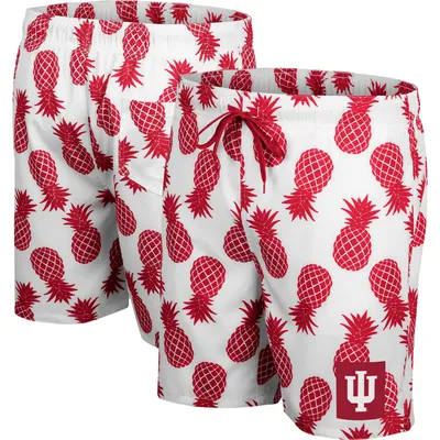 Indiana Hoosiers Colosseum Pineapple Swim Shorts - White/Crimson