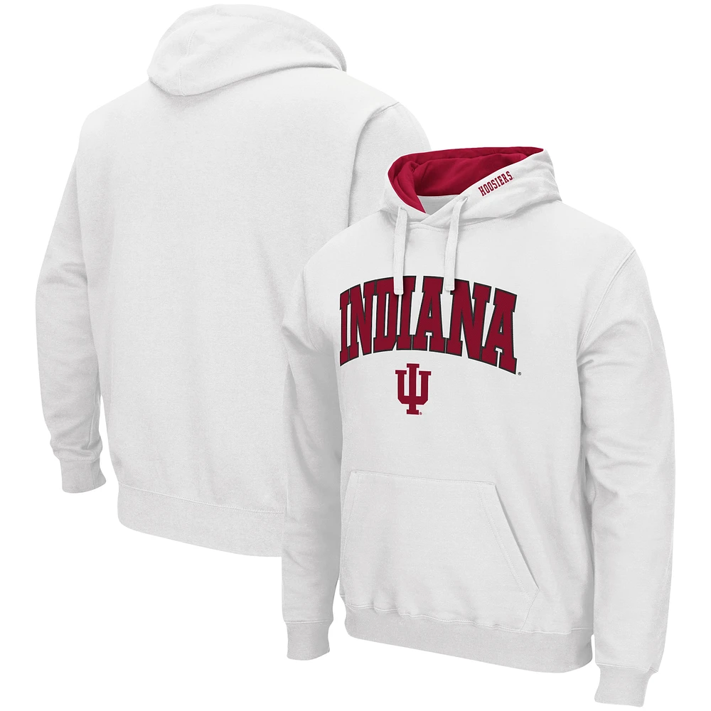 Men's Colosseum White Indiana Hoosiers Arch & Logo 3.0 Pullover Hoodie