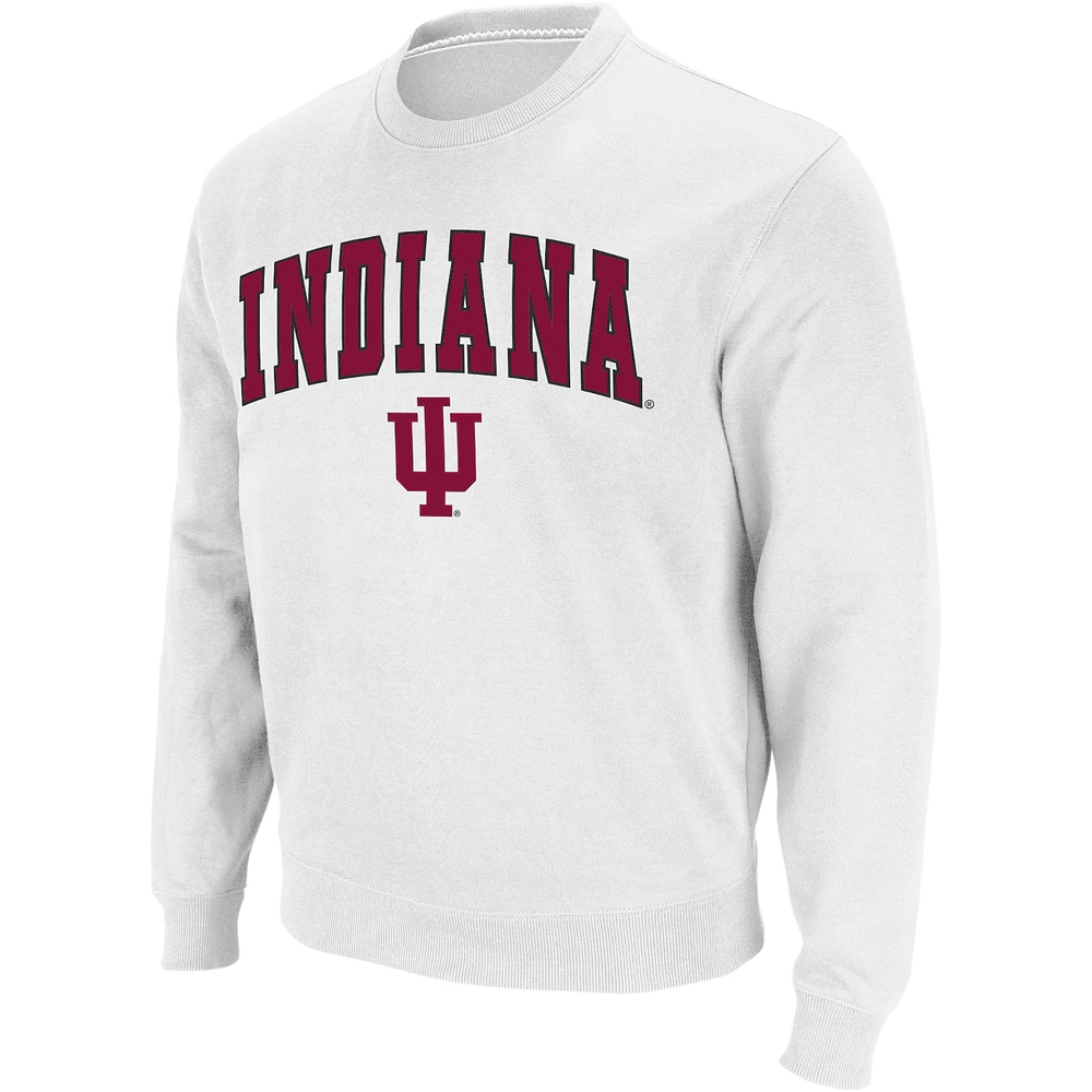 Colosseum Indiana Hoosiers Arch & Logo Crew Neck Sweat-shirt pour homme blanc