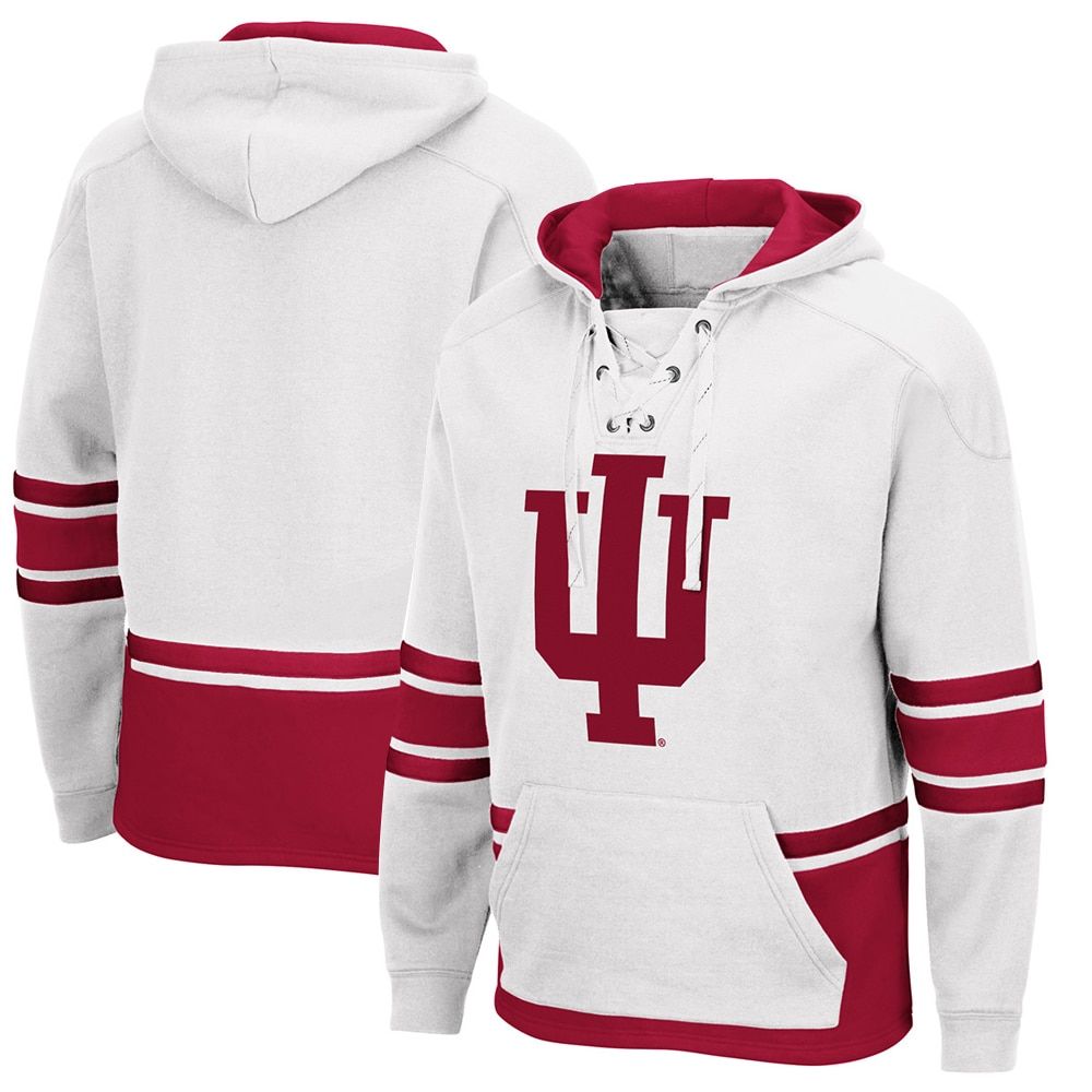 Men's Colosseum White Indiana Hoosiers Lace Up 3.0 Pullover Hoodie