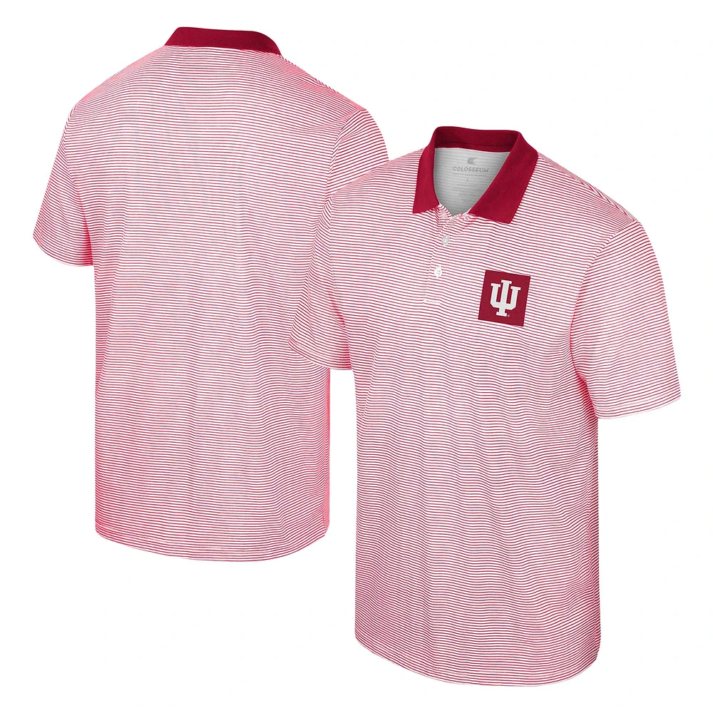 Men's Colosseum White Indiana Hoosiers Print Stripe Polo