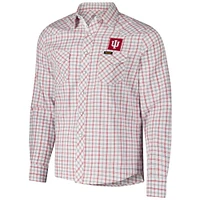 Men's Colosseum x Wrangler White Indiana Hoosiers Plaid Window Pane Long Sleeve Full-Snap Shirt