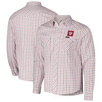 Men's Colosseum x Wrangler White Indiana Hoosiers Plaid Window Pane Long Sleeve Full-Snap Shirt