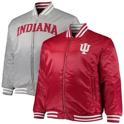 Indiana Hoosiers Big & Tall Reversible Satin Full-Zip Jacket - Crimson/Gray