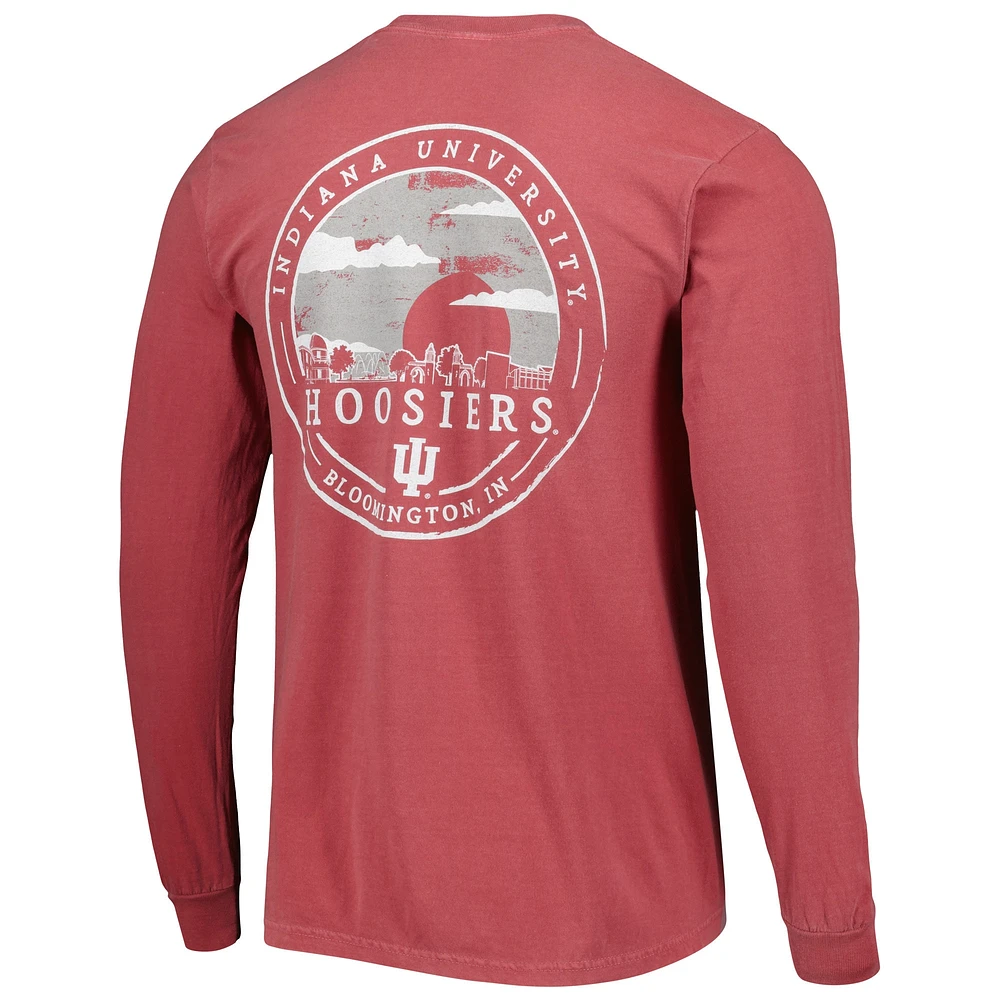 T-shirt à manches longues Crimson Indiana Hoosiers Circle Campus Scene pour homme