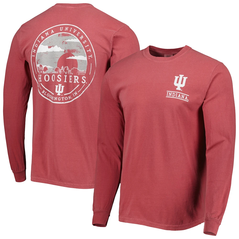 T-shirt à manches longues Crimson Indiana Hoosiers Circle Campus Scene pour homme