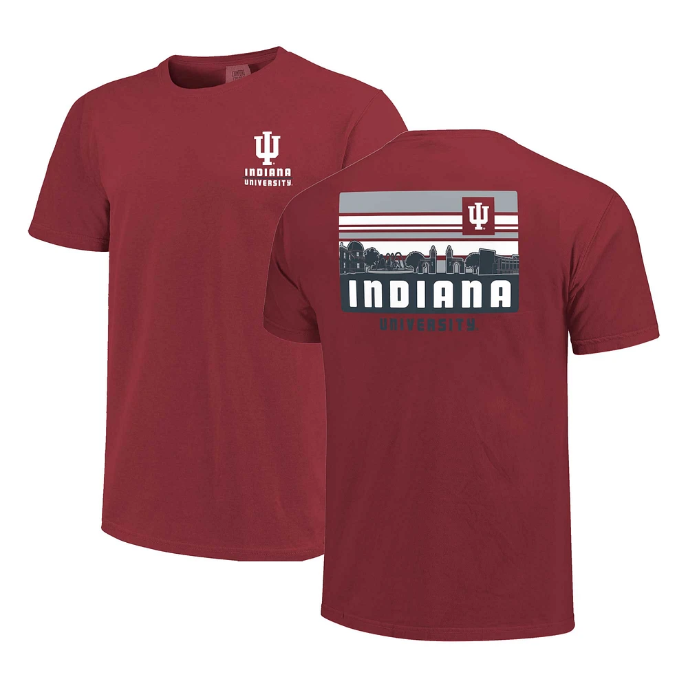 Men's Crimson Indiana Hoosiers Striped Campus Skyline T-Shirt