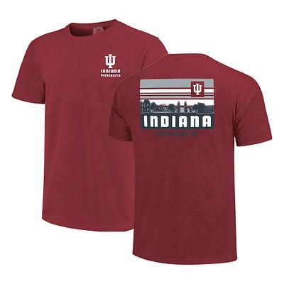 Men's Crimson Indiana Hoosiers Striped Campus Skyline T-Shirt