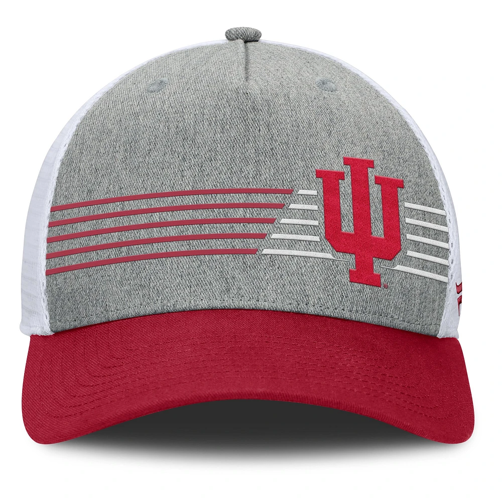 Casquette ajustable pour homme Fanatics Heather Grey/Crimson Indiana Hoosiers Profile Trucker