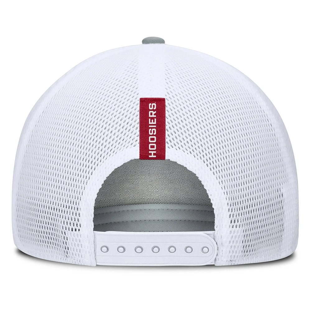 Casquette ajustable pour homme Fanatics Heather Grey/Crimson Indiana Hoosiers Profile Trucker