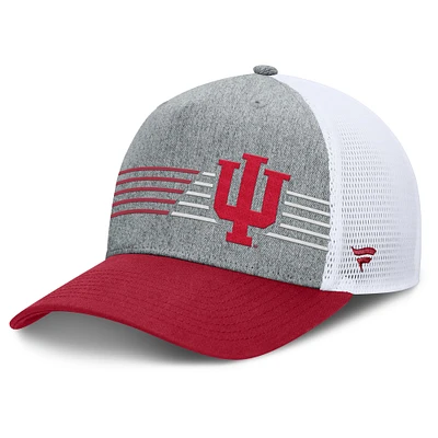 Casquette ajustable pour homme Fanatics Heather Grey/Crimson Indiana Hoosiers Profile Trucker