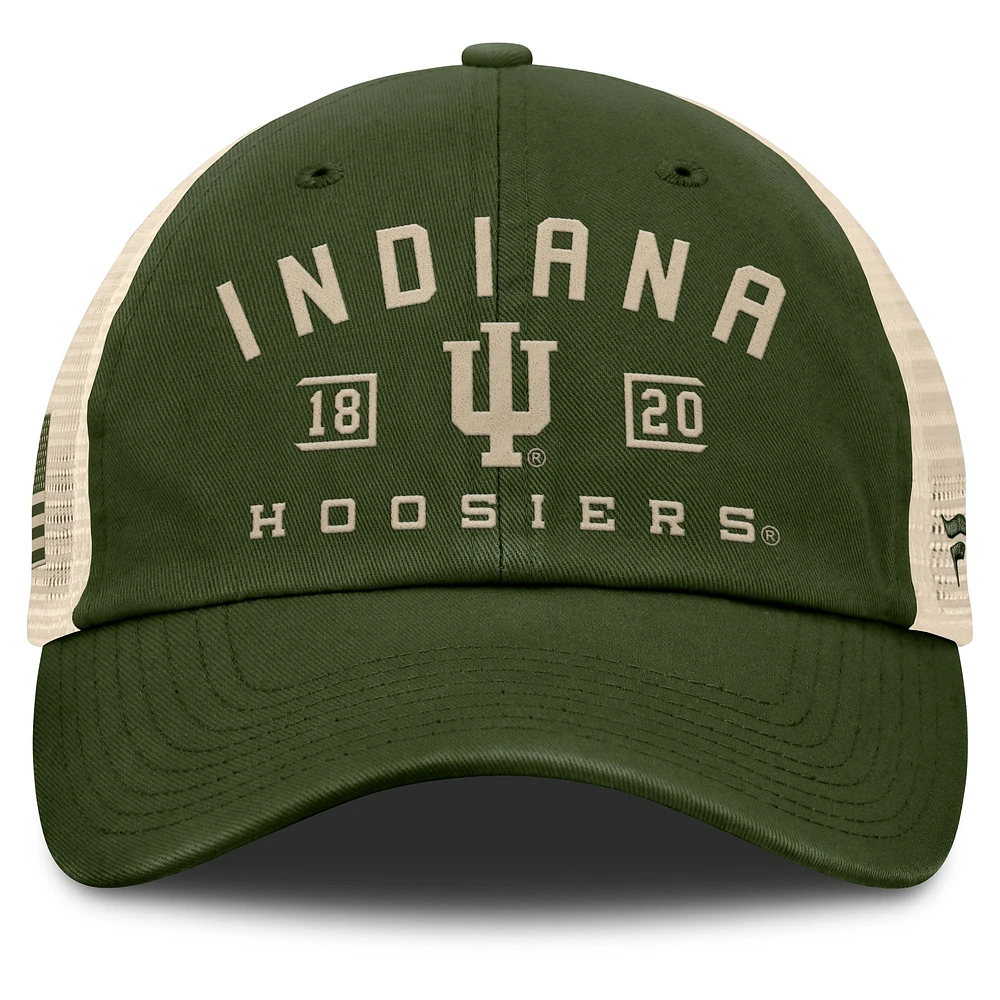 Men's Fanatics Olive Indiana Hoosiers OHT Military Appreciation Frontier Trucker Adjustable Hat