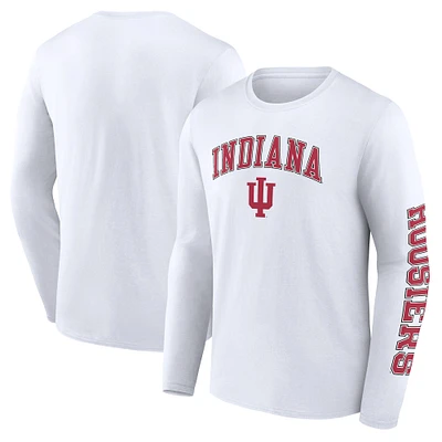 T-shirt blanc à manches longues Fanatics Indiana Hoosiers pour hommes, arc en détresse sur logo