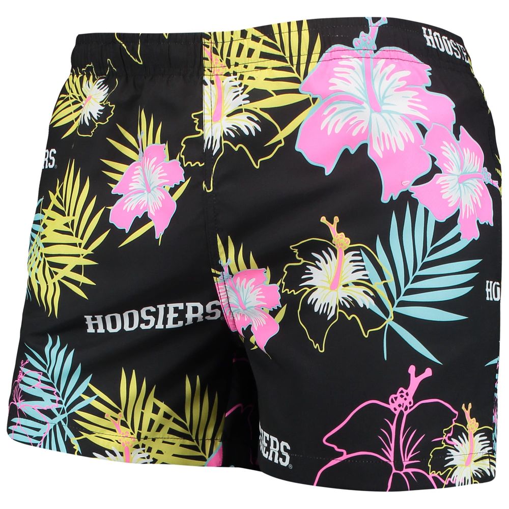 Men's FOCO Black Indiana Hoosiers Neon Floral Swim Trunks