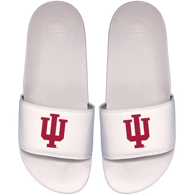 Sandales à enfiler ISlide Indiana Hoosiers Primary Motto pour hommes, blanches