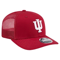 Men's New Era Crimson Indiana Hoosiers Primary 9SEVENTY Trucker Stretch-Snap Hat