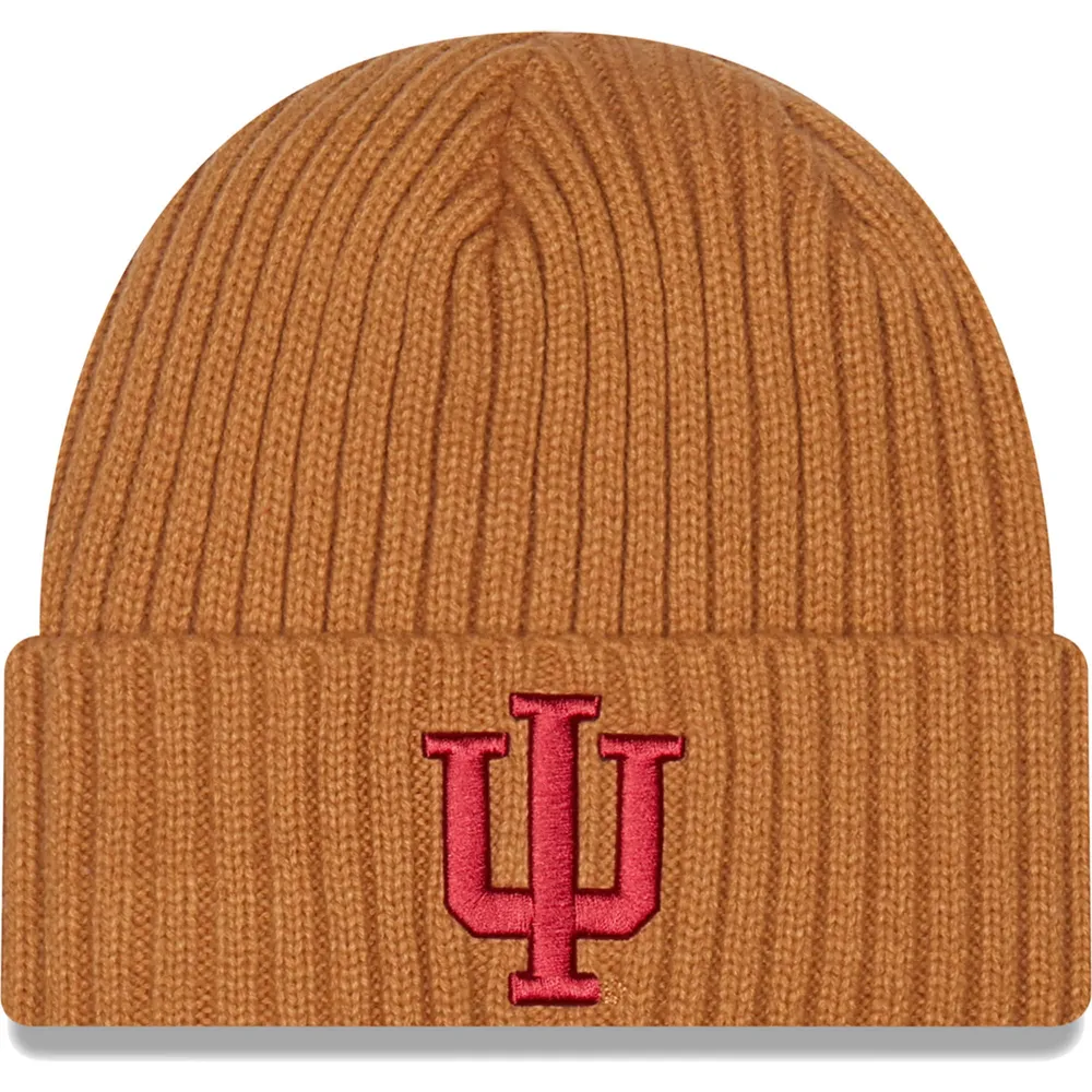 Bonnet en tricot à revers Indiana Hoosiers Core Classic New Era pour homme, marron clair