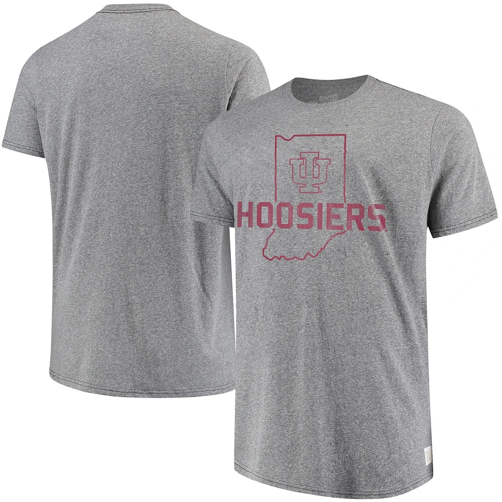 Men's Original Retro Brand Gray Indiana Hoosiers Big & Tall Tri-Blend T-Shirt