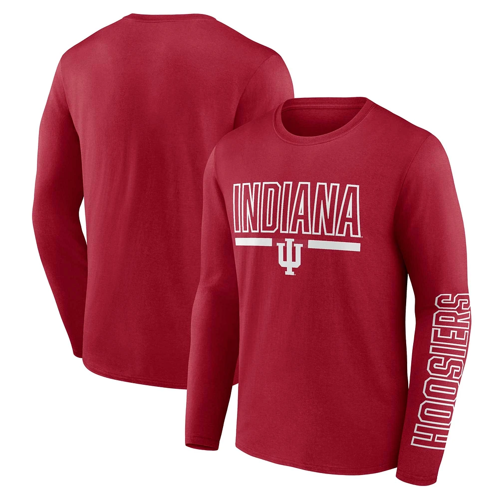 Men's Profile Crimson Indiana Hoosiers Big & Tall Two-Hit Graphic Long Sleeve T-Shirt