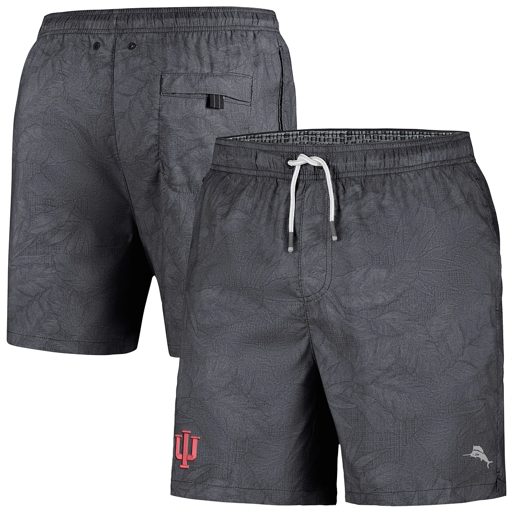 Men's Tommy Bahama Black Indiana Hoosiers Naples Layered Leaves Swim Trunks