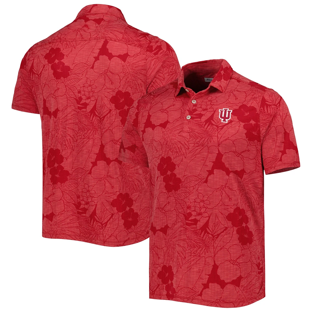 Men's Tommy Bahama Crimson Indiana Hoosiers Miramar Blooms Polo