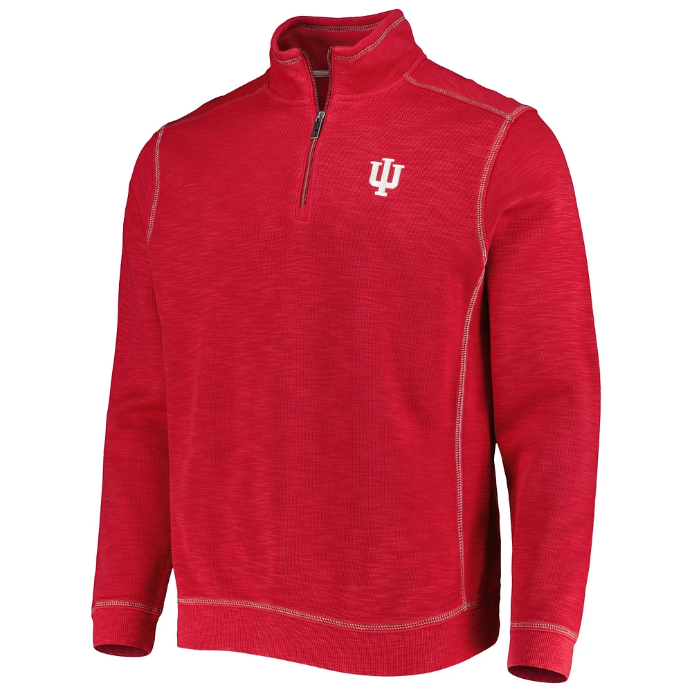 Men's Tommy Bahama Crimson Indiana Hoosiers Sport Tobago Bay Tri-Blend Mock Neck Half-Zip Jacket