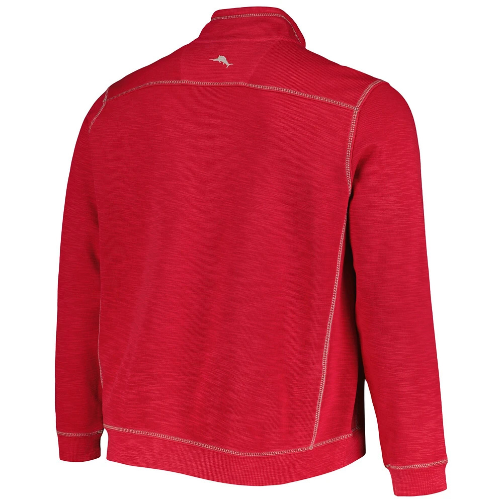 Men's Tommy Bahama Crimson Indiana Hoosiers Sport Tobago Bay Tri-Blend Mock Neck Half-Zip Jacket