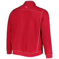 Men's Tommy Bahama Crimson Indiana Hoosiers Sport Tobago Bay Tri-Blend Mock Neck Half-Zip Jacket