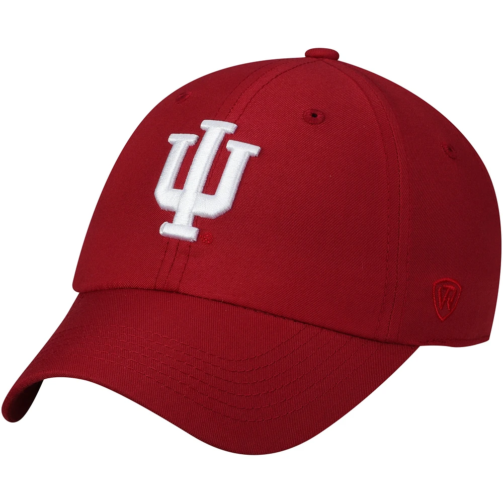 Men's Top of the World Crimson Indiana Hoosiers Primary Logo Staple Adjustable Hat