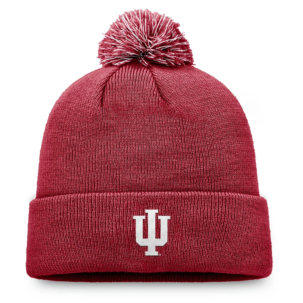 Men's Top of the World Crimson Indiana Hoosiers Team Logo Cuffed Knit Hat with Pom