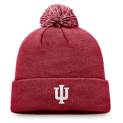 Men's Top of the World Crimson Indiana Hoosiers Team Logo Cuffed Knit Hat with Pom