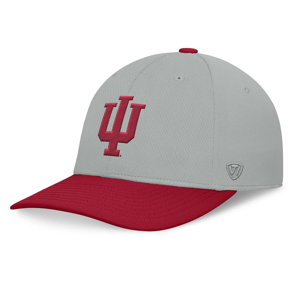 Casquette Top of the World gris/Cardinal Indiana Hoosiers Mick Flex pour hommes