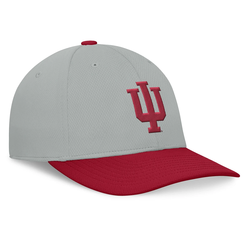 Casquette Top of the World gris/Cardinal Indiana Hoosiers Mick Flex pour hommes