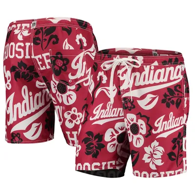 Indiana Hoosiers Wes & Willy Floral Volley Logo Swim Trunks - Crimson