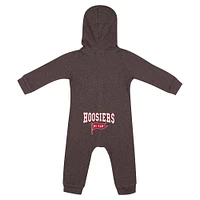 Barboteuse à capuche et boutons-pression en tissu gaufré Zando-Zan pour nouveau-né bébé Colosseum Charcoal Indiana Hoosiers